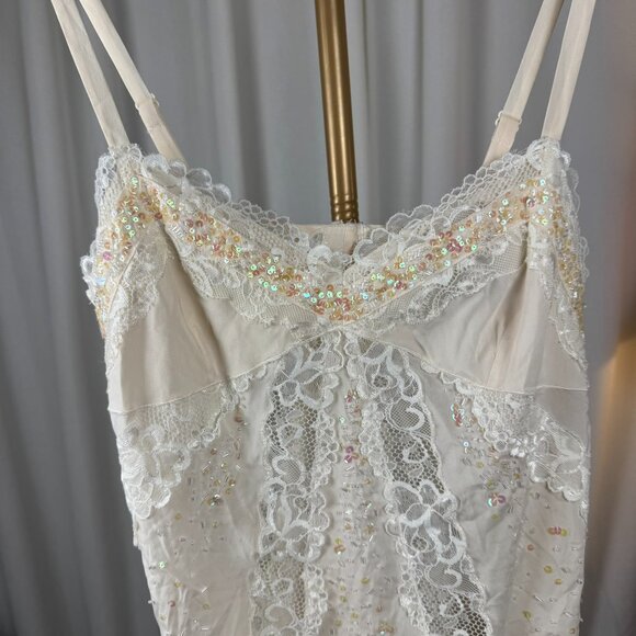 Vintage Y2K Debbie Shuchat Silk Lace Beaded Camisole sz 8 - Picture 6 of 10